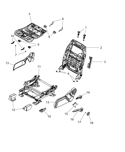 2012 Dodge Journey Adjusters, Recliners & Shields - Driver Seat - Manual Diagram