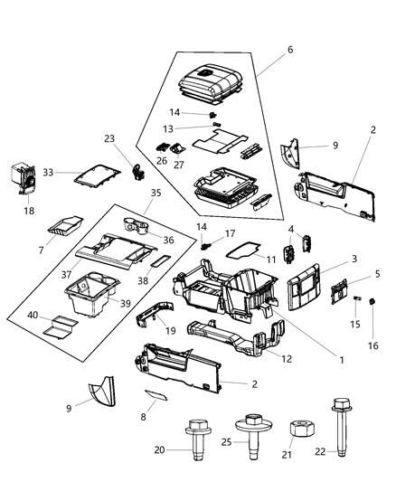 2015 Ram 1500 Bezel-Center Console Diagram for 1HS041A9AG