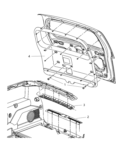2009 Jeep Liberty Liftgate Panels & Scuff Plate Diagram