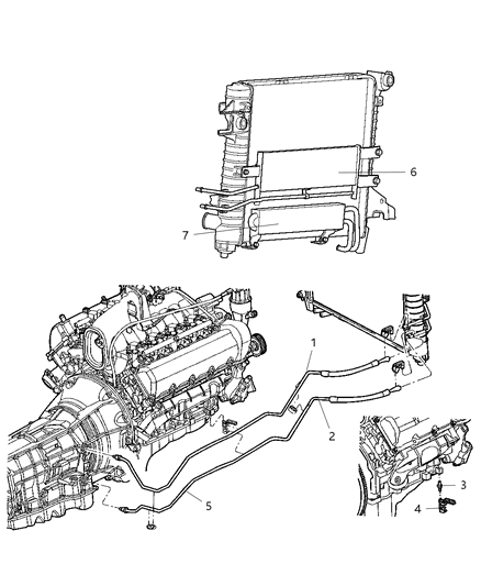 2006 Dodge Ram 3500 Transmission Oil Cooler & Lines Diagram 1