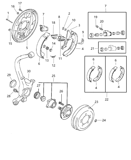 1999 Chrysler Sebring Coupe Brakes, Rear Drum Diagram