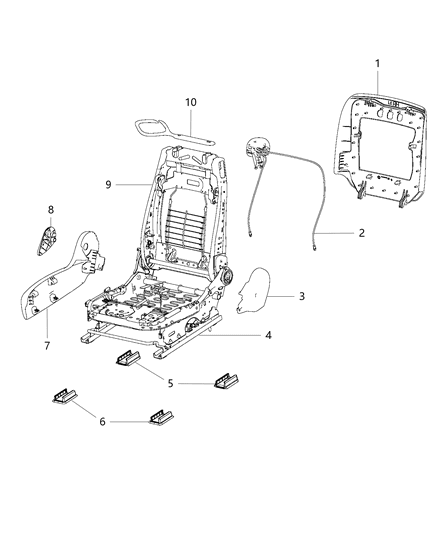 2012 Dodge Challenger Adjusters, Recliners & Shields - Passenger Seat - Manual Diagram