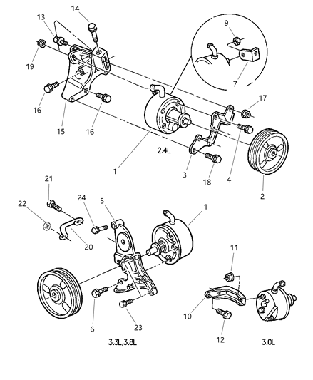 1997 Dodge Caravan Pump Assembly & Mounting Diagram