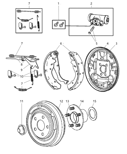 2006 Chrysler PT Cruiser Brakes, Rear Drum Diagram