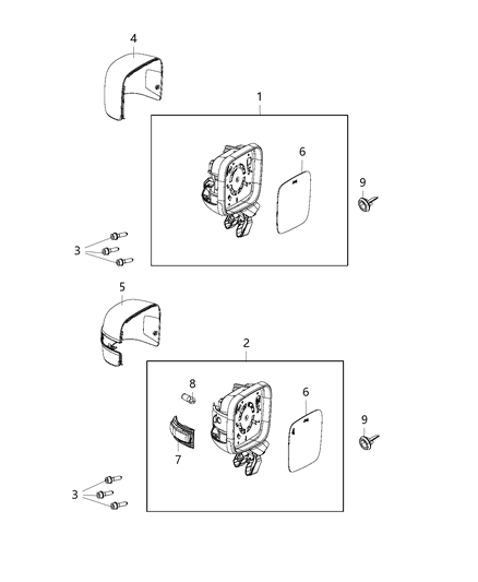 2020 Jeep Renegade Mirror Replacement Glass Diagram for 68290180AA