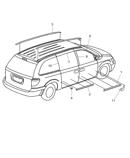 2003 Dodge Grand Caravan Molding-Sliding Door Diagram for TW01BB8AC