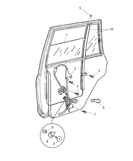 1998 Jeep Cherokee Power Window Motor & Regulator Assembly Diagram for 55154960AE