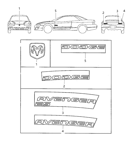 1997 Dodge Avenger Nameplate Diagram for MR339886