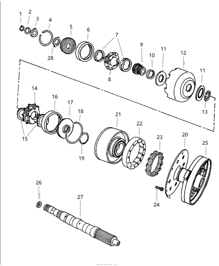 1998 Dodge Durango Clutch, Front & Rear With Gear Train Diagram 3