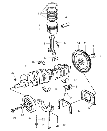 1997 Dodge Viper Bearing Pkg-CRANKSHAFT Diagram for 4723536