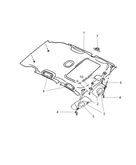 2009 Chrysler PT Cruiser Visor-Illuminated Diagram for 1EK33DW1AB