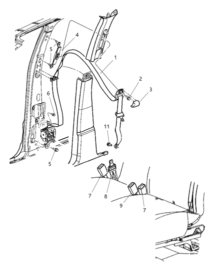 2006 Dodge Dakota Belts, Front Seat Diagram 2