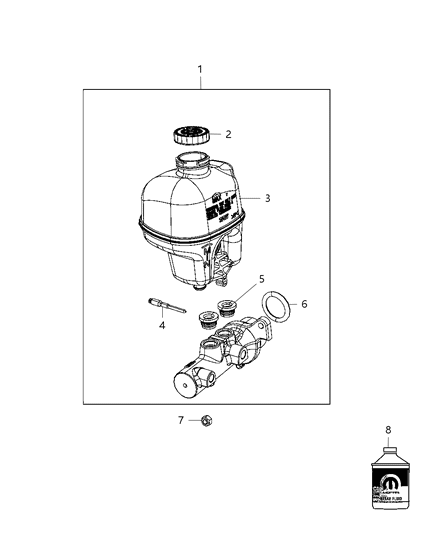 2012 Ram 1500 Brake Master Cylinder Diagram for 68000908AA