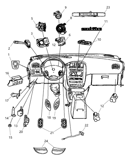 2007 Chrysler Town & Country Switches - Instrument Panel & Console Diagram