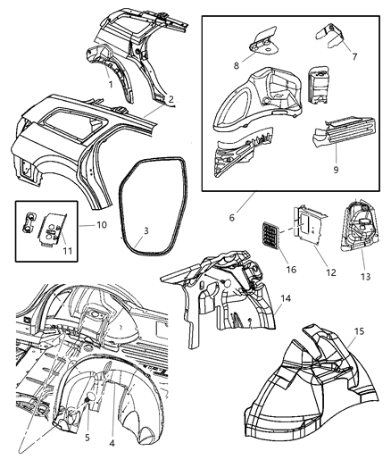 2007 Dodge Magnum Panel-Body Side Aperture Rear Diagram for 5139154AO