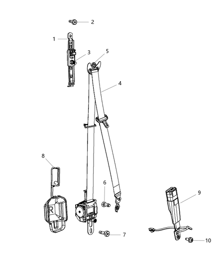 2013 Jeep Grand Cherokee Seat Belts First Row Diagram