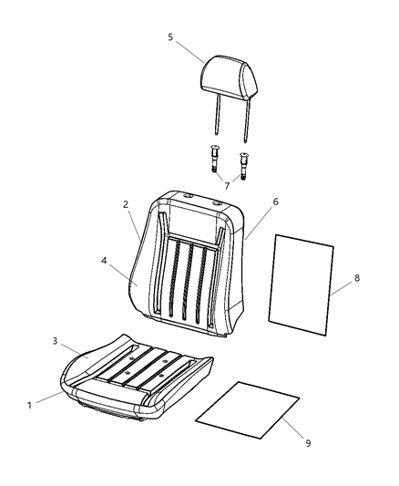 2006 Dodge Durango HEADREST-Front Diagram for ZV461J3AA