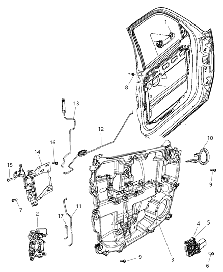 2010 Jeep Liberty Inside Remote Control Handle Diagram for 68089205AA