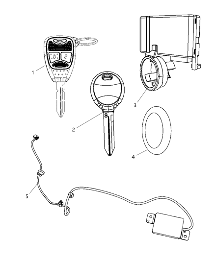 2011 Dodge Caliber Key-Blank With Transmitter Diagram for 5191940AB