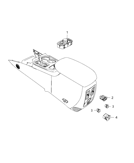 2019 Jeep Grand Cherokee Switches - Console Diagram