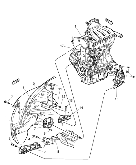 2007 Chrysler PT Cruiser Engine Mount - Front Diagram 3