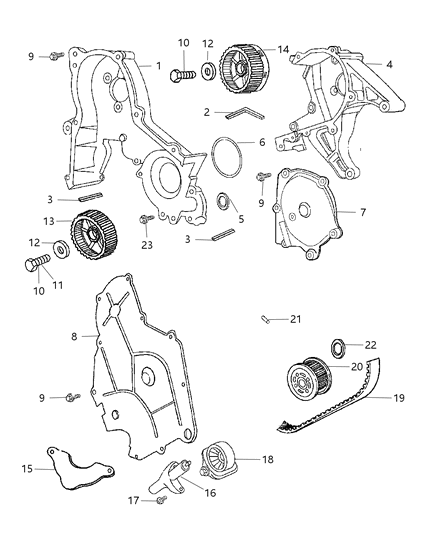 2001 Chrysler 300M Timing Belt / Chain & Cover Diagram 2