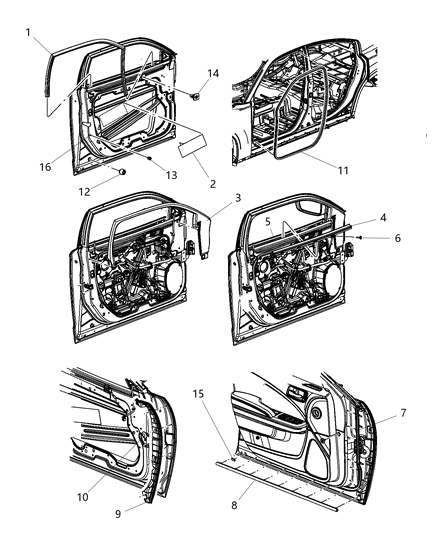 2014 Dodge Charger WEATHERSTRIP-Front Door Belt Diagram for 68040035AD