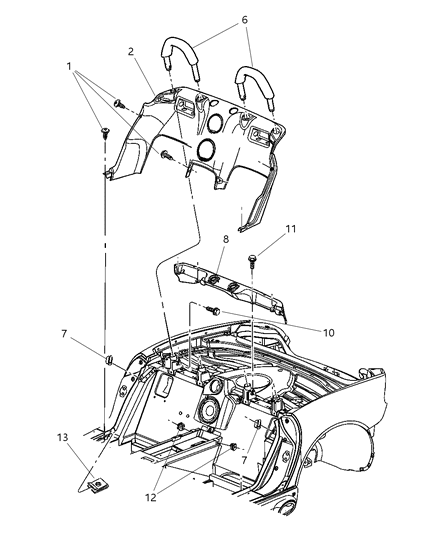 2005 Dodge Viper Rear Bulkhead Panels Diagram