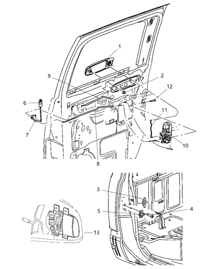 2005 Dodge Dakota Rear Door Latch Diagram for 55359795AB