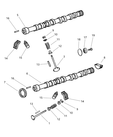 1999 Dodge Avenger Camshaft & Valves Diagram 1