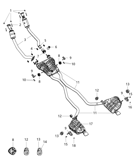 2013 Jeep Grand Cherokee Converter-Exhaust Diagram for 68169828AA