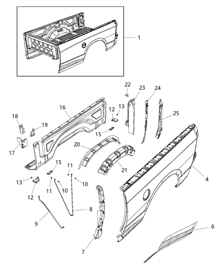 2016 Ram 1500 Panel-Box Side Outer Diagram for 68186040AA