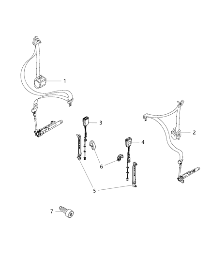 2016 Jeep Renegade Seat Belts Front Diagram