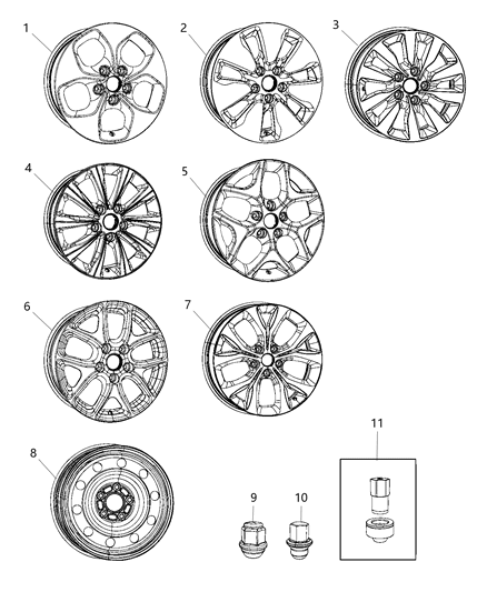 2019 Chrysler Pacifica Wheels & Hardware Diagram