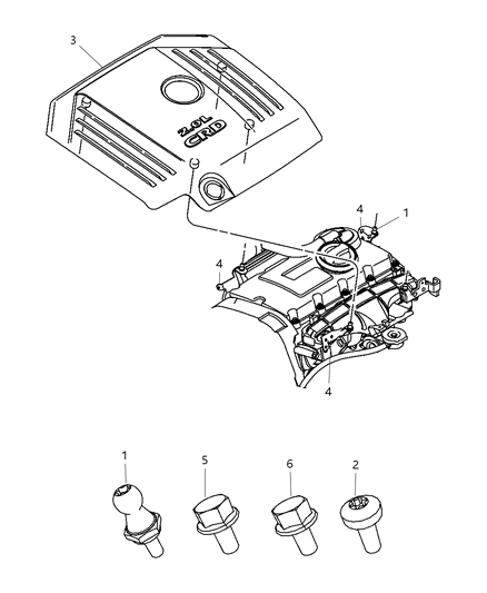 2009 Dodge Caliber Engine Cover & Related Parts Diagram 2