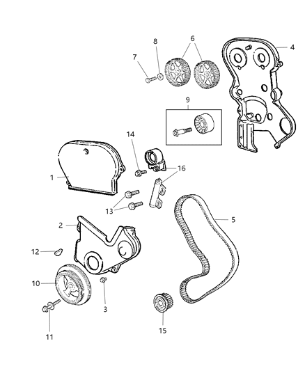 2004 Chrysler PT Cruiser Timing Belt & Cover Diagram 3