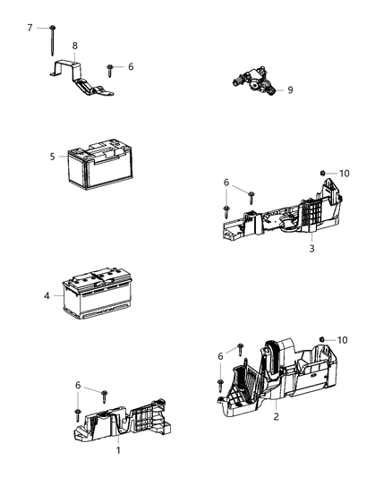 2016 Jeep Wrangler Battery Tray & Support Diagram 1