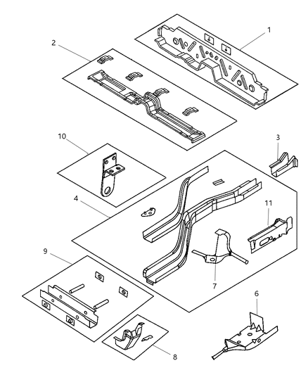 1999 Dodge Neon Frame, Rear Diagram