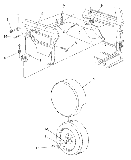 1997 Jeep Cherokee Bolt Spare Wheel Hold Down Diagram for 55235181