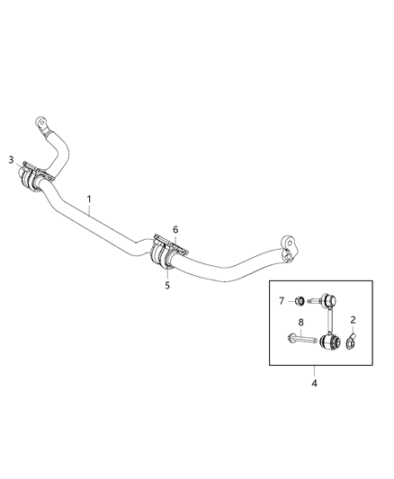2019 Jeep Grand Cherokee Stabilizer Bar, Front Diagram