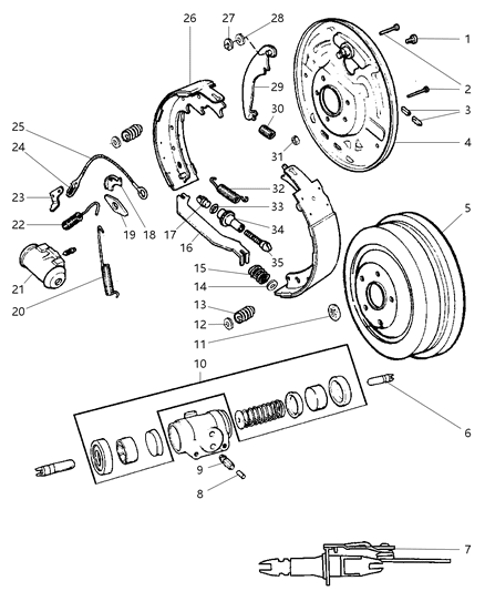 2000 Dodge Durango Brakes, Rear Diagram