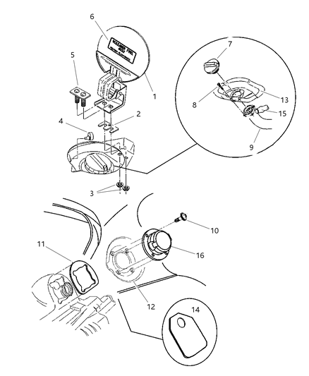 2001 Dodge Viper Cap-Fuel Filler Diagram for 4763684AD