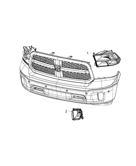 2019 Ram 1500 Classic Lamps, Head Diagram 2