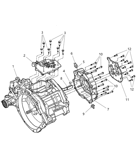 2002 Dodge Stratus Sedan Case , Transaxle & Rear Cover Diagram