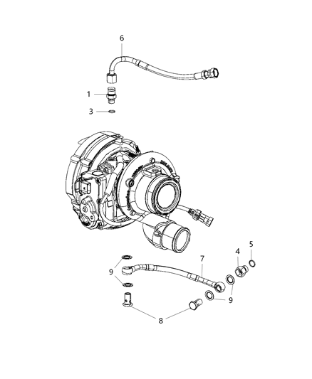 2019 Ram 3500 Tube-Turbo Oil Drain Diagram for 68444985AA