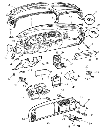 2000 Dodge Ram 1500 Instrument Panel Diagram