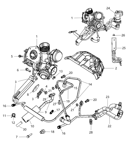 2009 Dodge Caliber Tube-Turbo Water Return Diagram for 4884778AD