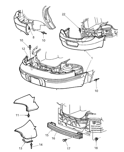 2003 Chrysler 300M REINFMNT-Rear Bumper Diagram for 4805109AC