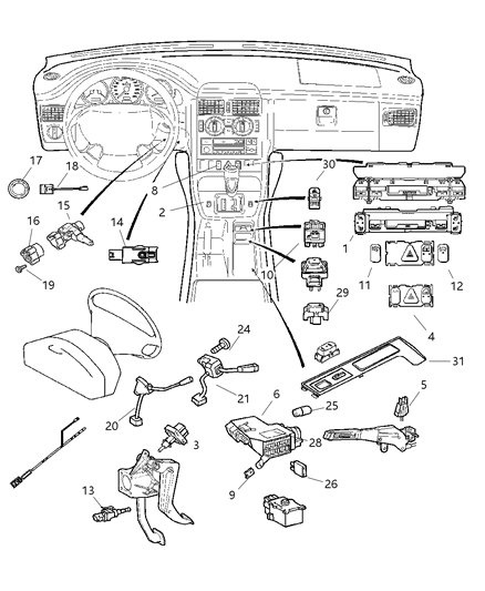 2004 Chrysler Crossfire Switches Instrument Panel Diagram