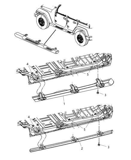 2011 Jeep Wrangler Running Boards & Side Steps Diagram